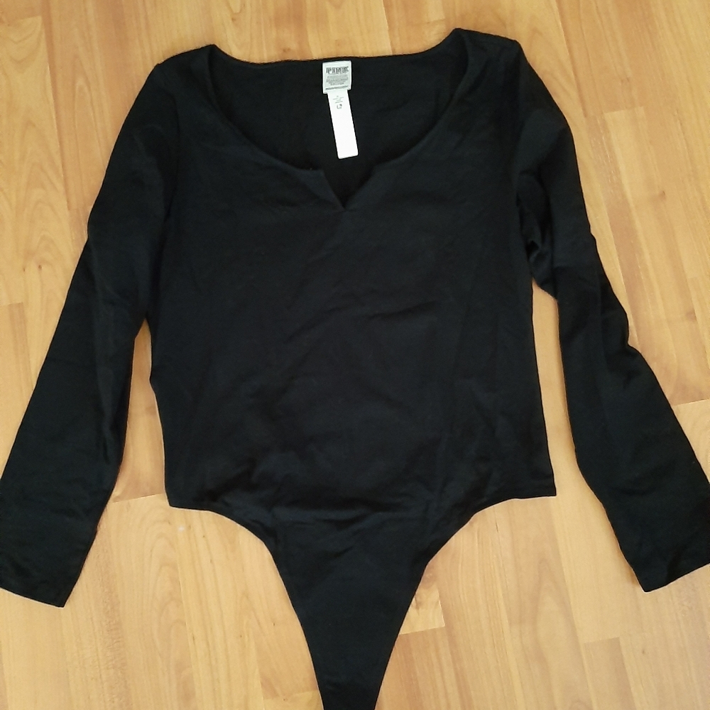 Black v-neck bodysuit